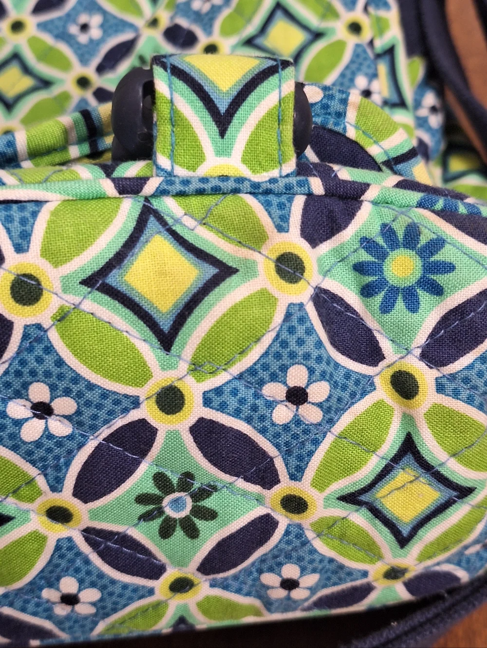 Vera Bradley Messenger Bag Adj  Blue Green Daisy Daisy Travel Laptop Retired